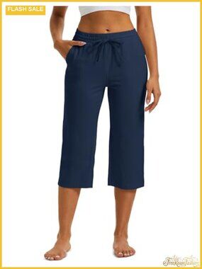 Cotton Spandex Capri Sweatpants Loose Fit Yoga Workout Pants